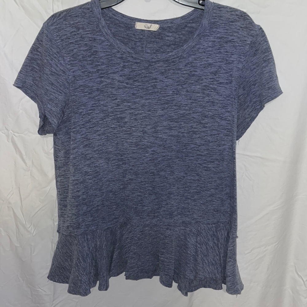 Cute blue tee with flair at the bottom